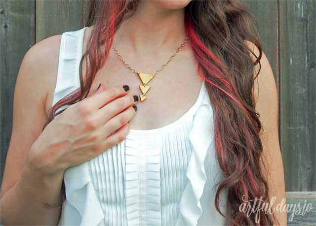 Gold triangle clay necklace